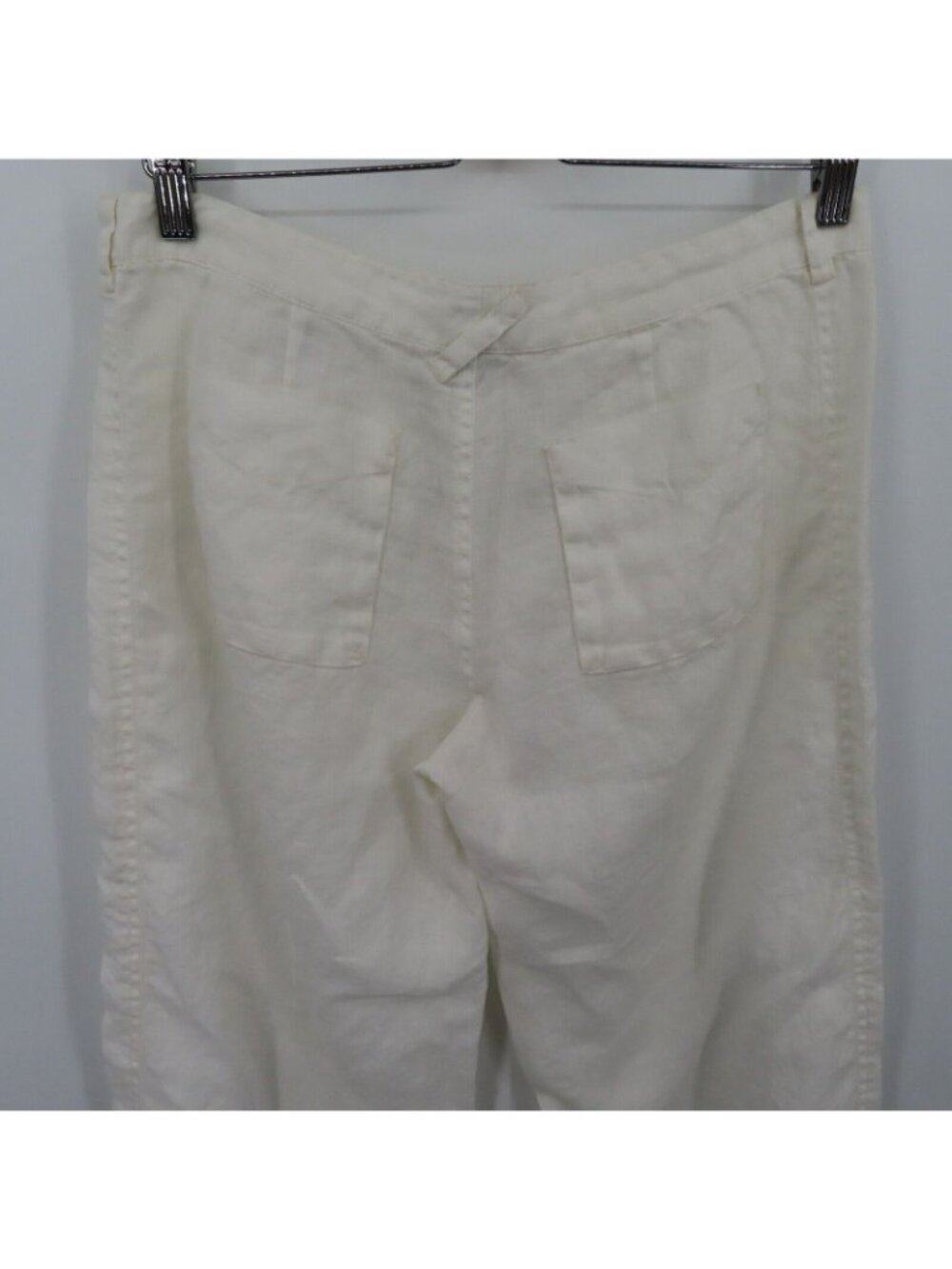 Joie Women 8 Wide Leg Utility Pants All Linen Square Pockets White Flat Front - Picture 5 of 13